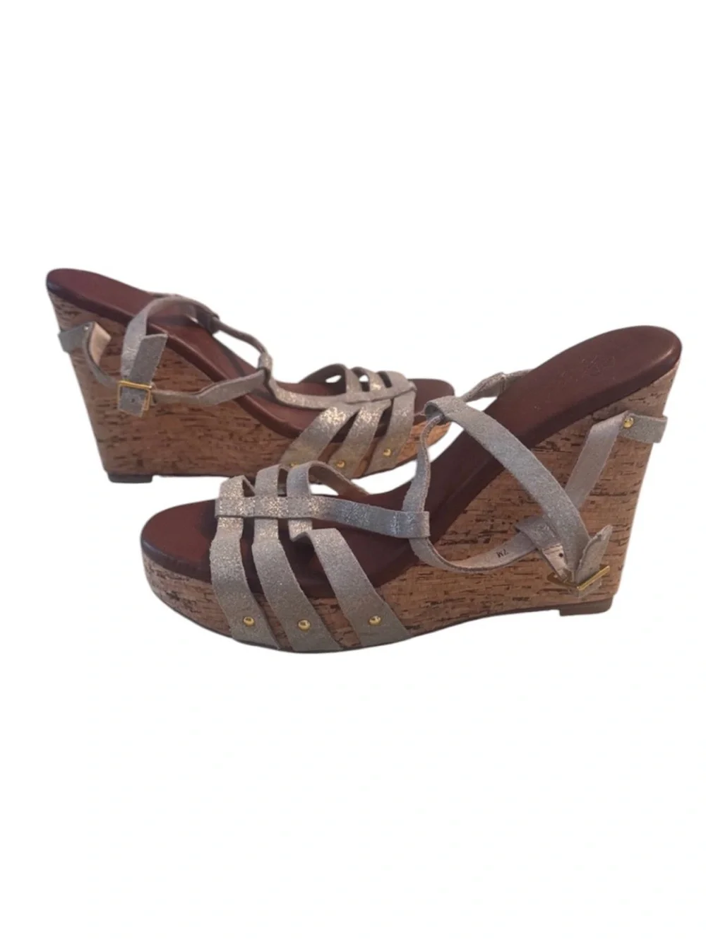 Matt Bernson Gray Strappy Cork Wedge Sandals – Women’s Size 7